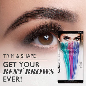 Close-up of Ardell pro brow stainless steel blade highlighting smooth, precise cutting