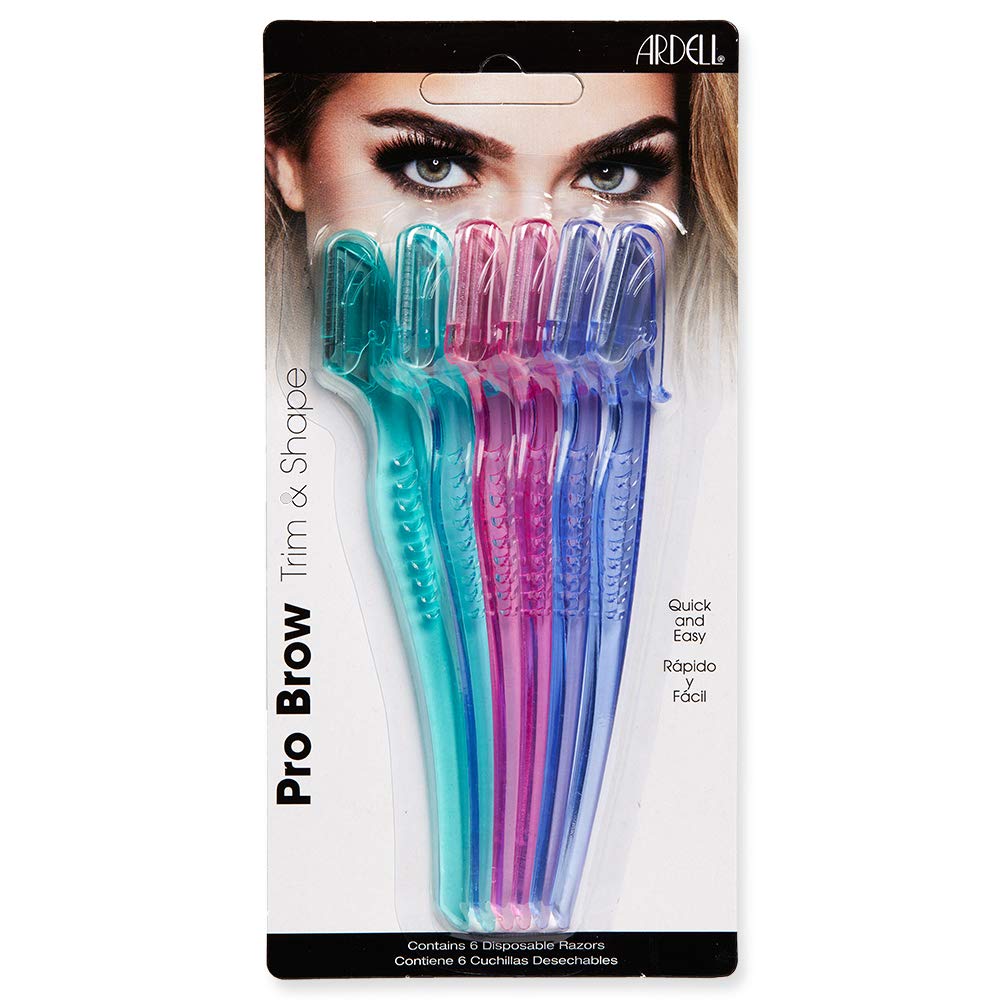 Ardell pro brow front packaging showing six disposable eyebrow razors for precise shaping