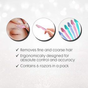 Hand holding Ardell pro brow razor to show size and easy maneuverability for control