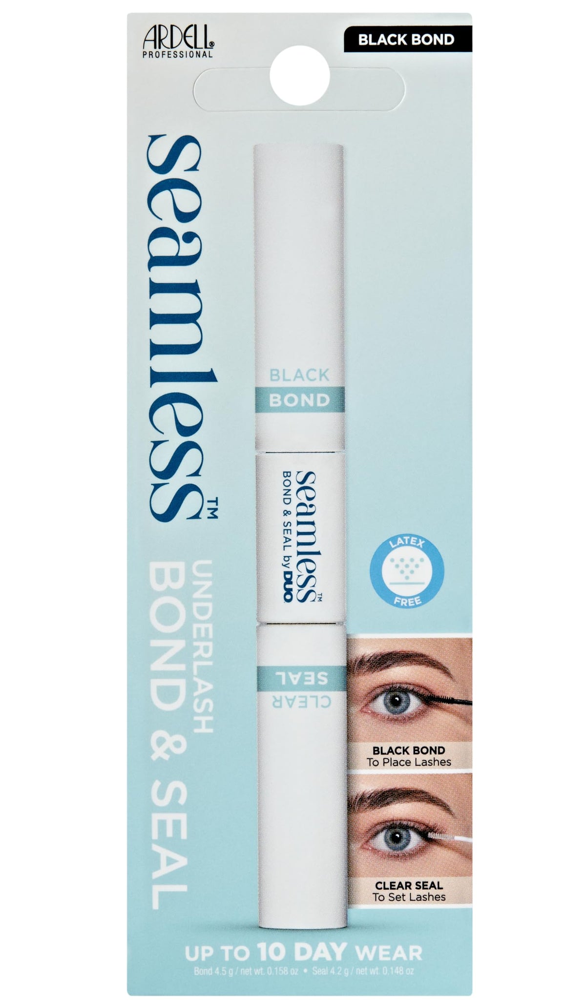 Ardell front packaging showing the bond and sealant, clear product benefit