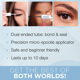 Model wearing Ardell underlashes showing natural look and lasting hold benefit