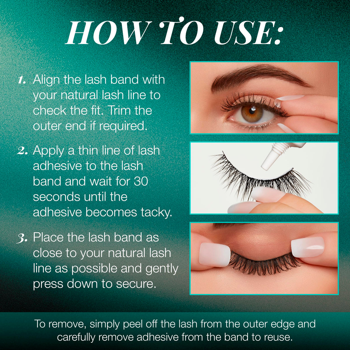 Ardell lashes beside a finger to show size and short length for natural wear comfort