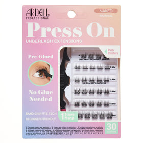 Ardell front packaging showing pre-glued underlash clusters and kit layout for quick use