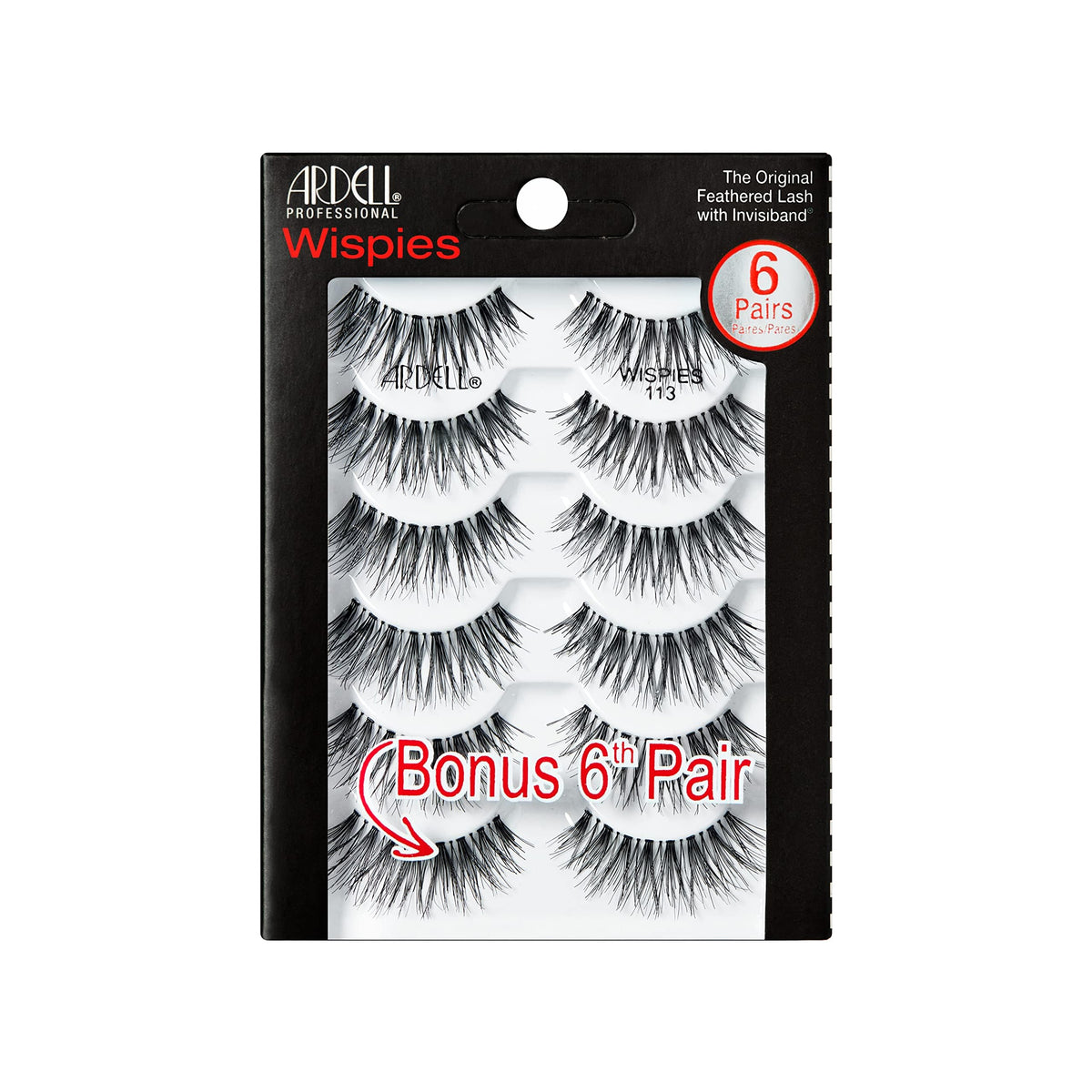 Ardell front packaging showing six pairs and see-through window for easy selection