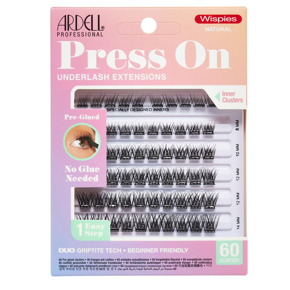Ardell Wispies Natural front packaging showing 60 pre-glued clusters and brand