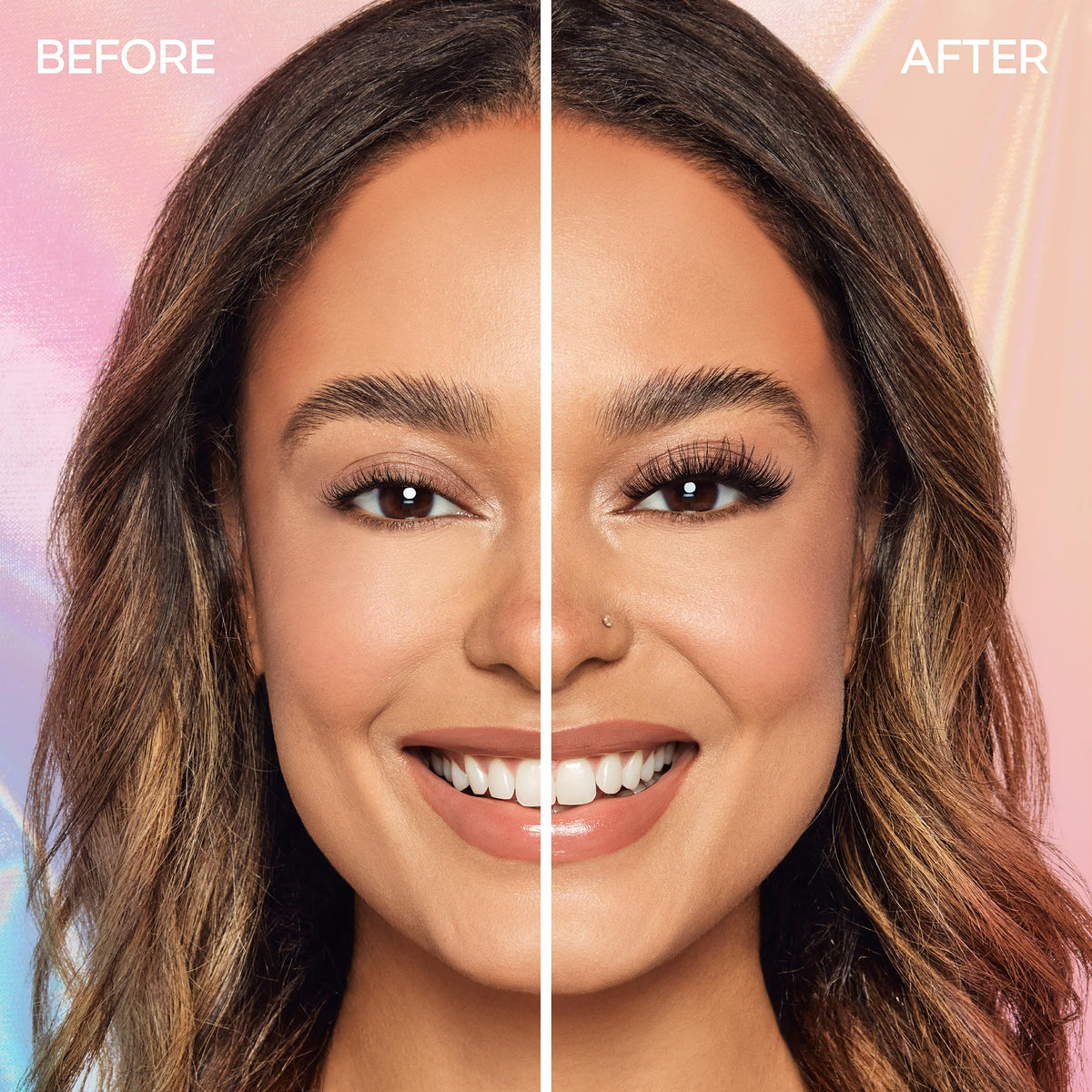 Ardell lashes applied on eye demonstrating seamless hidden bands