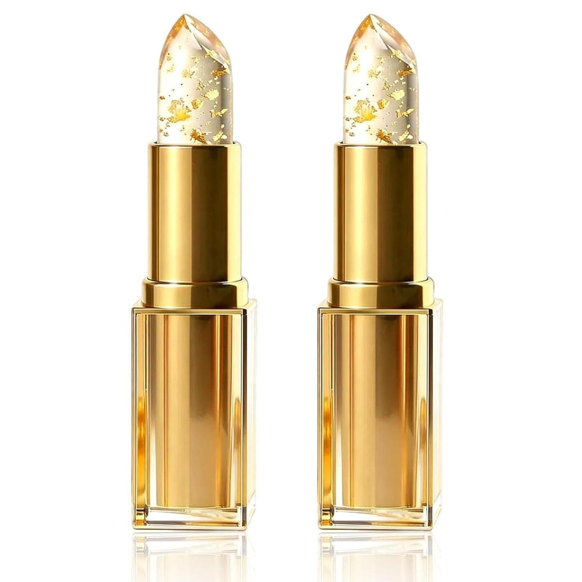 Areliaa front view of two golden lipstick tubes showcasing elegant design and gift appeal