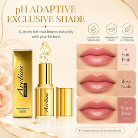 Areliaa in-use lip application on mature lips, demonstrates comfortable even coverage