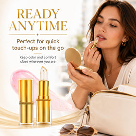 Areliaa Lipstlck next to keys in pocket illustrating compact travel-friendly size