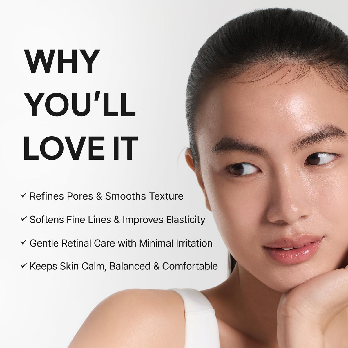 ARENCIA close-up label highlighting retinal, caffeine, ectoin and peptide benefits