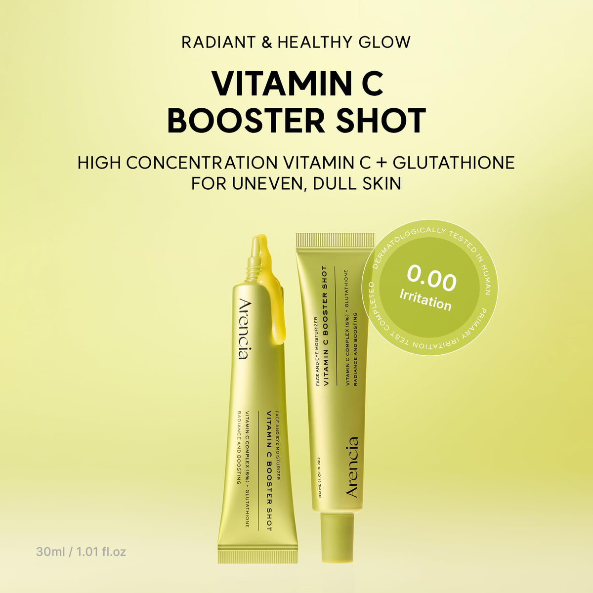ARENCIA close-up dropper dispensing serum for fast absorption
