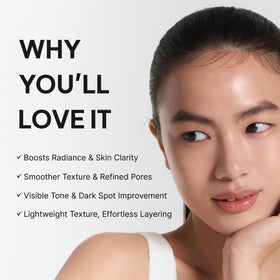 ARENCIA clear serum texture on fingertips, showing lightweight absorption benefit