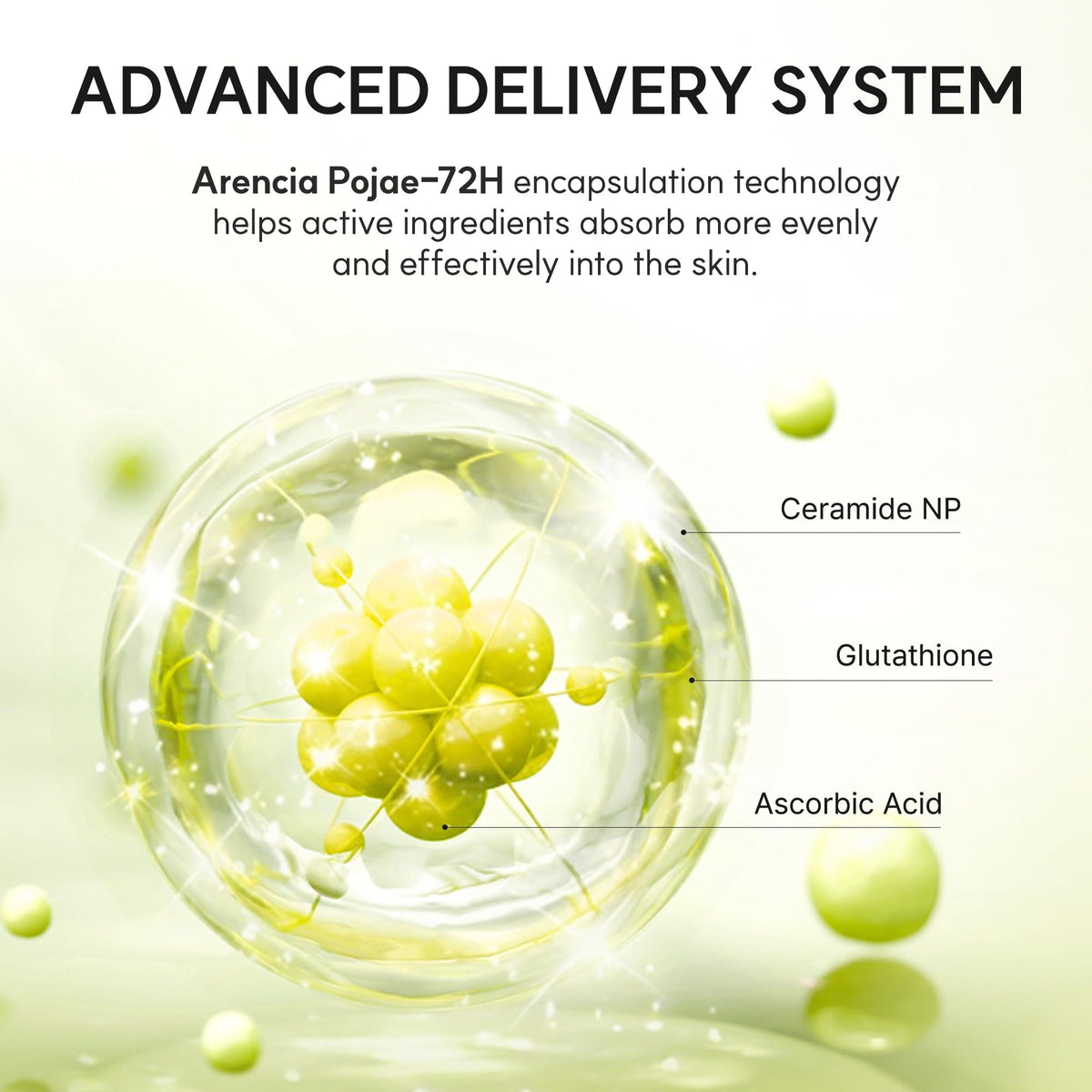 ARENCIA ingredient highlight glutathione vial, communicates antioxidant benefit