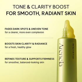 ARENCIA ingredient label highlighting glutathione and niacinamide benefits