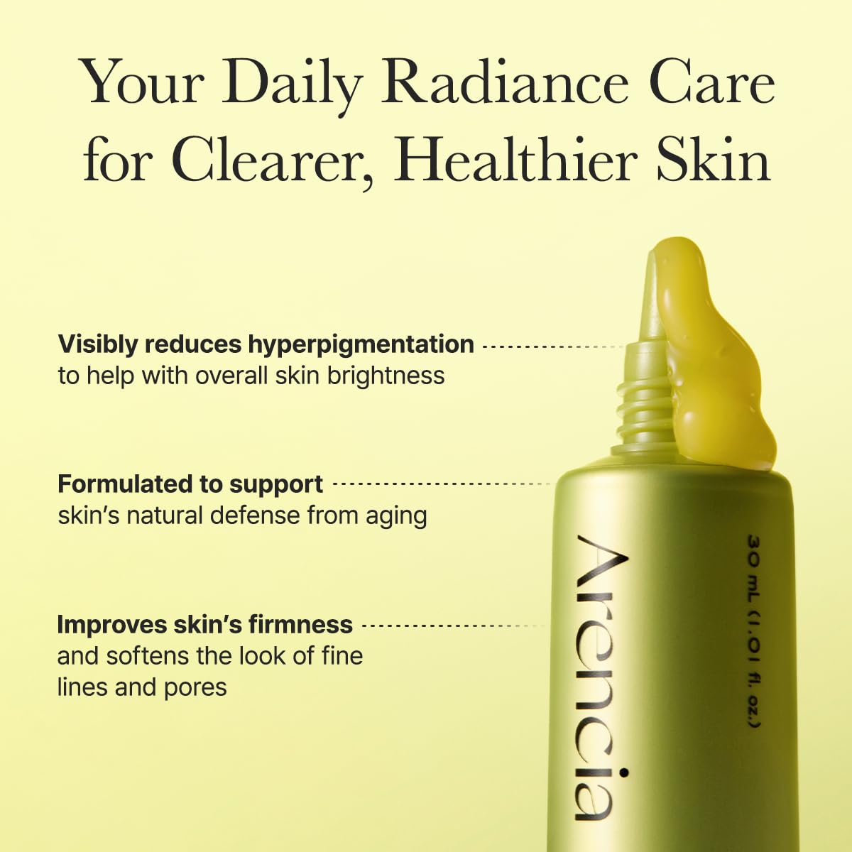 ARENCIA label ingredients detail listing vitamin C glutathione niacinamide benefits