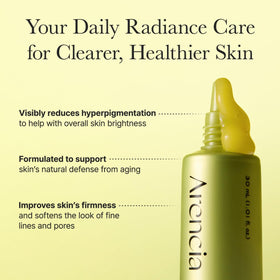 ARENCIA label ingredients detail listing vitamin C glutathione niacinamide benefits