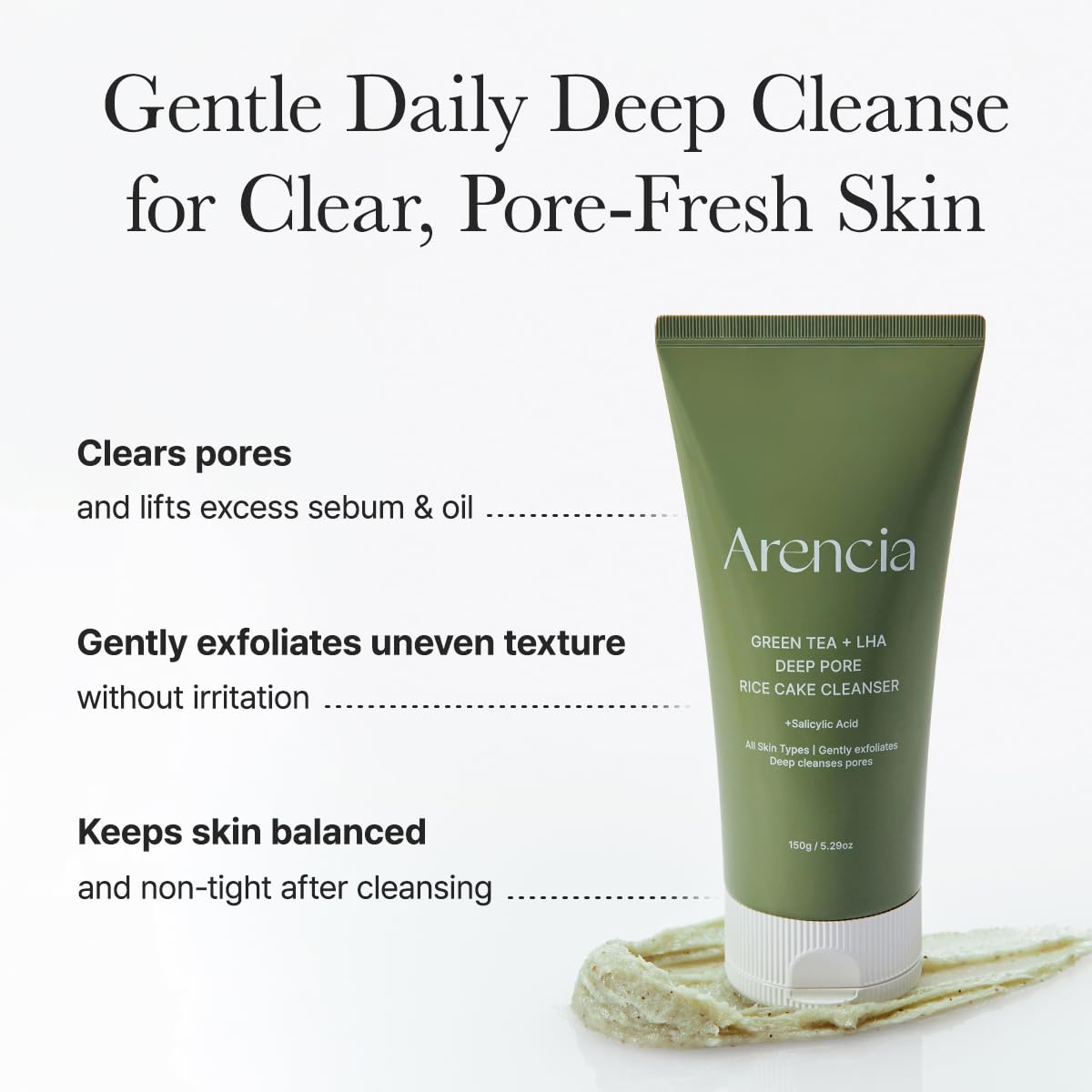 ARENCIA lather in hand demonstrating easy foaming and thorough rinse