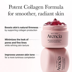 ARENCIA serum spread on hand showing smooth absorbent feel and glow