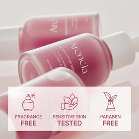 ARENCIA bottle beside coin showing actual product size and travel-friendly benefit