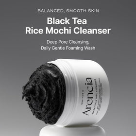 ARENCIA close-up of soft mochi-like texture highlighting gentle exfoliation and silky feel