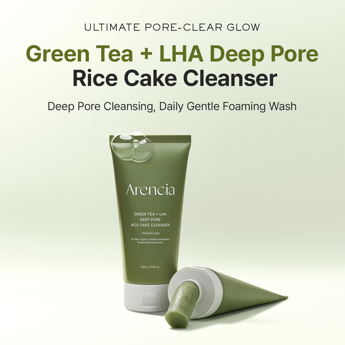 ARENCIA texture closeup highlighting rice cake feel for gentle cleansing