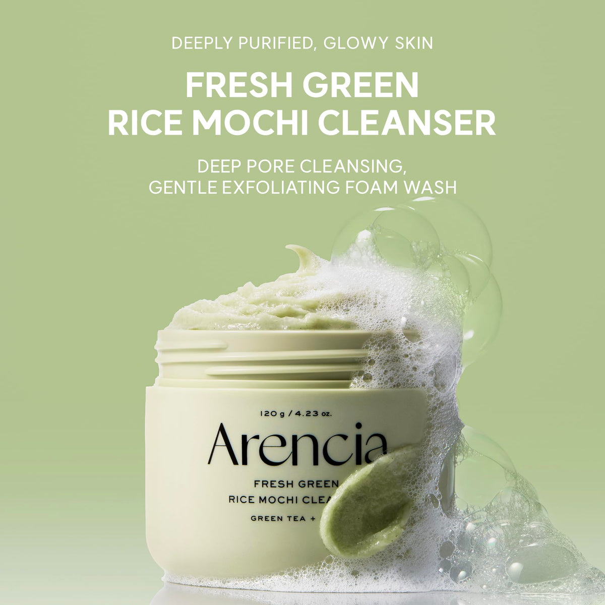 ARENCIA creamy gel texture close-up highlighting mild exfoliating particles