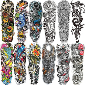 Aresvns front packaging showing full-arm temporary tattoo sheets benefits realistic look