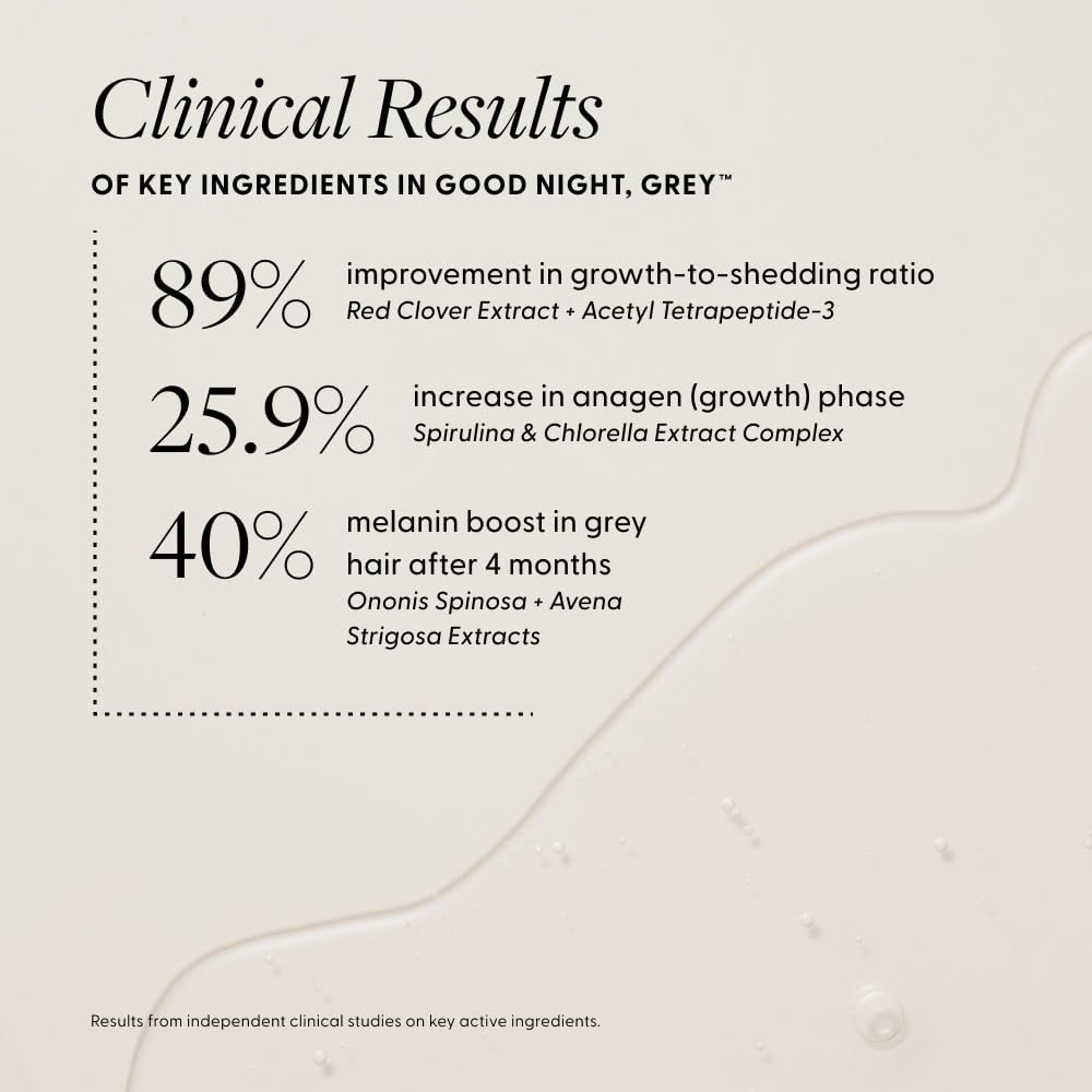 Arey applying serum to scalp highlighting targeted overnight support