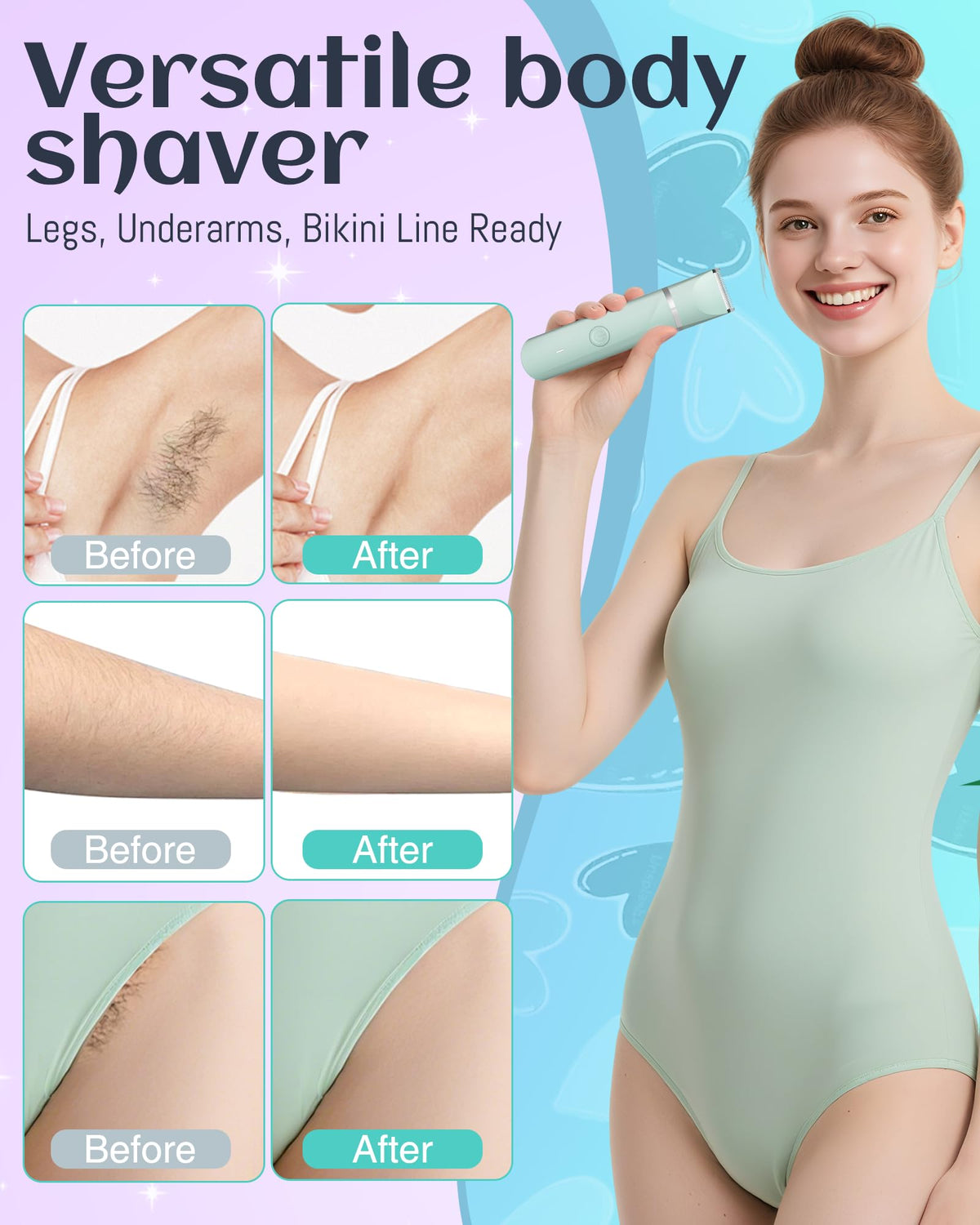 AREYZIN trimmer with three guide combs displayed for adjustable length styling