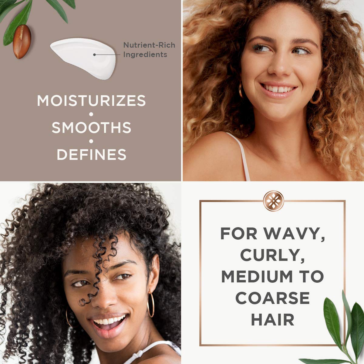 Argan Magic being applied to damp curls, demonstrates frizz control and definition