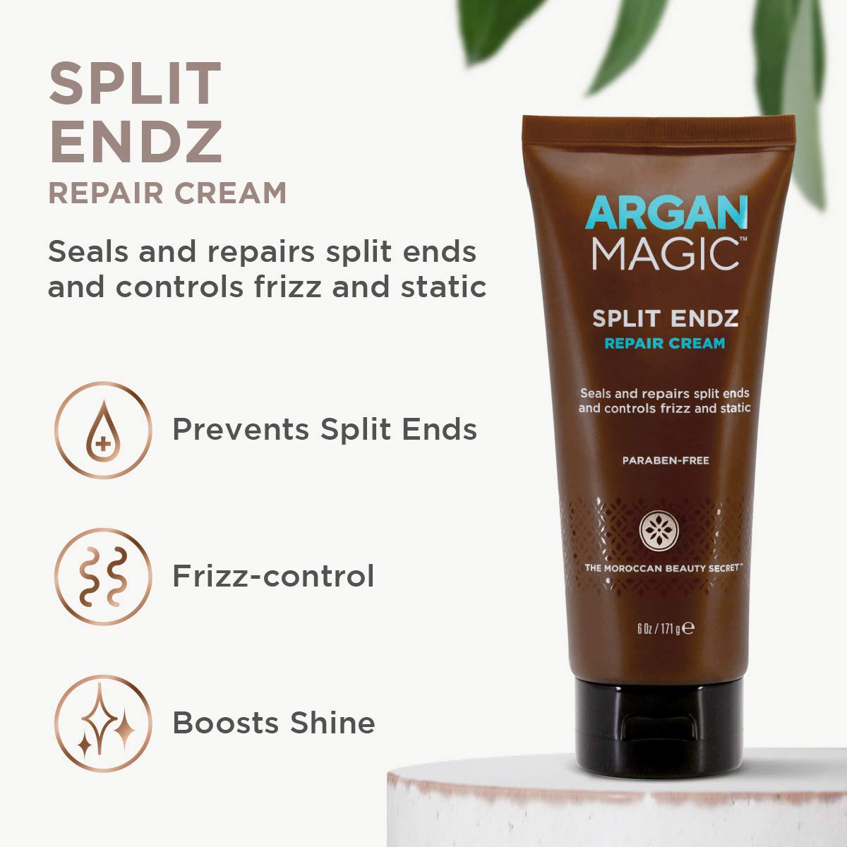 Argan Magic being applied to damp ends for instant smoothing benefit