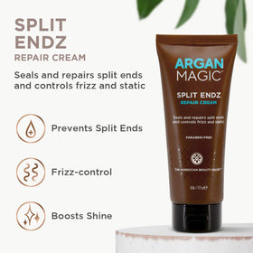 Argan Magic being applied to damp ends for instant smoothing benefit