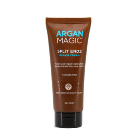 Argan Magic on bathroom shelf lifestyle shot promoting daily use benefits