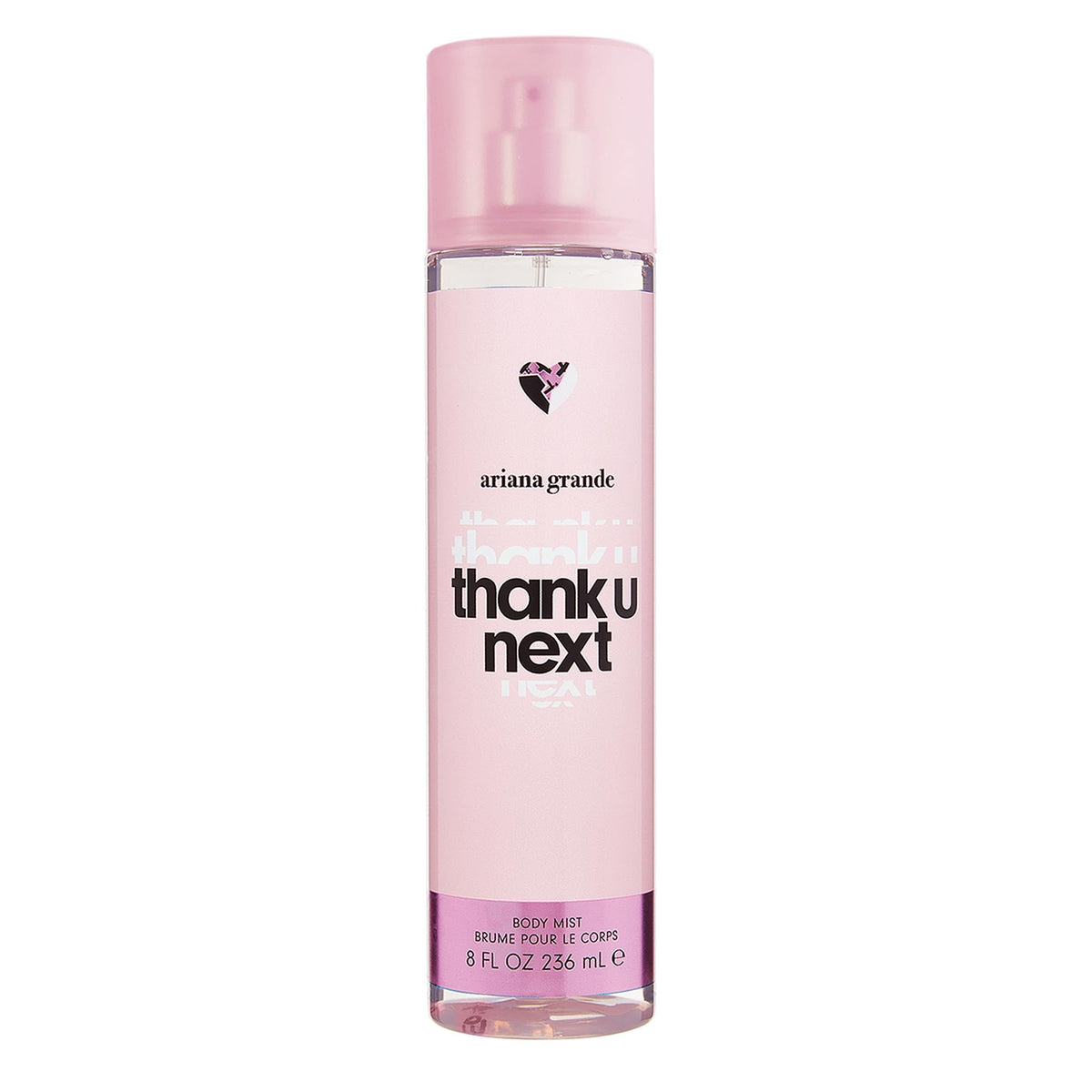 Ariana Grande Thank U, Next front bottle showing pink design and cap, attractive display