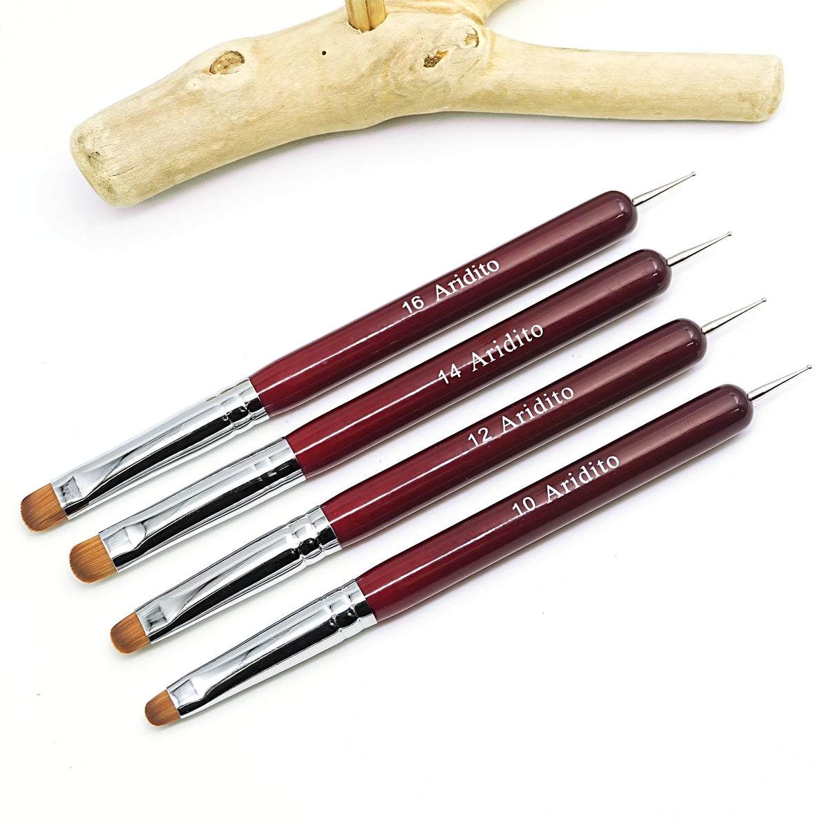 Aridito close-up of tapered bristle tips delivering smooth controlled strokes