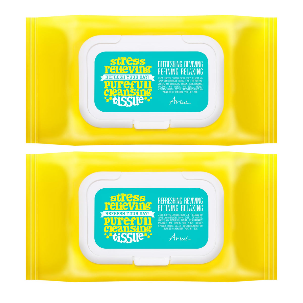 Ariul front packaging showing two 80-sheet packs for long-lasting convenience