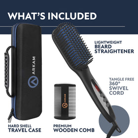 Arkam hard-shell travel case open with brush and comb for secure transport