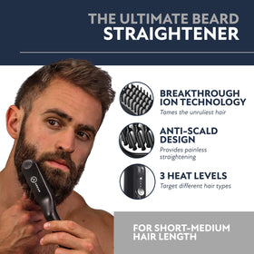 Arkam in-use styling on a short beard demonstrating fast smoothing and time-saving benefit
