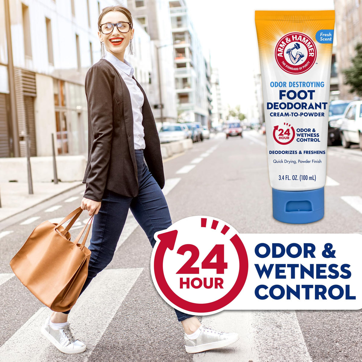 Arm & Hammer dried powder finish close view offering non-greasy comfort