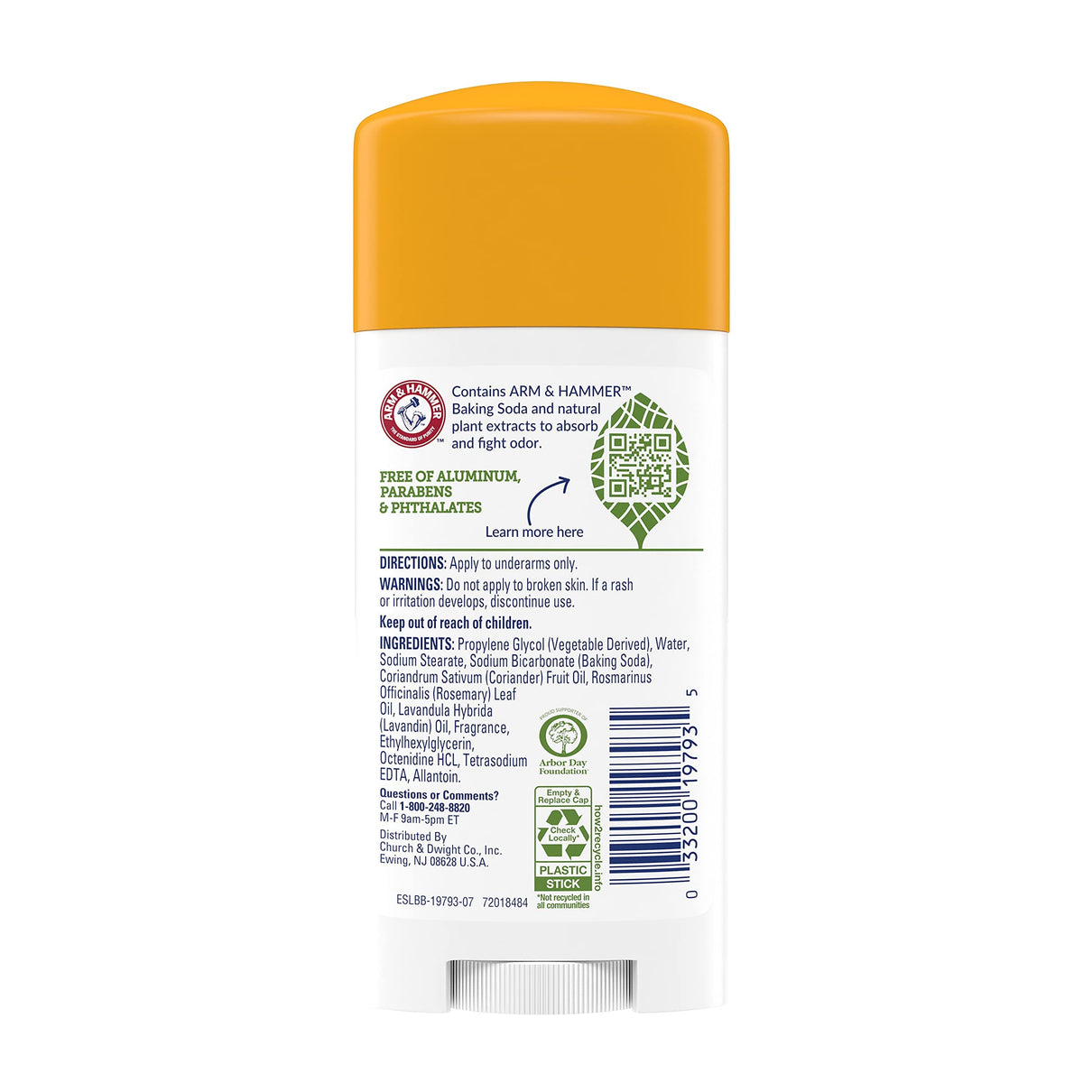 Arm & Hammer deodorant in hand showing travel-ready 2.5 oz size