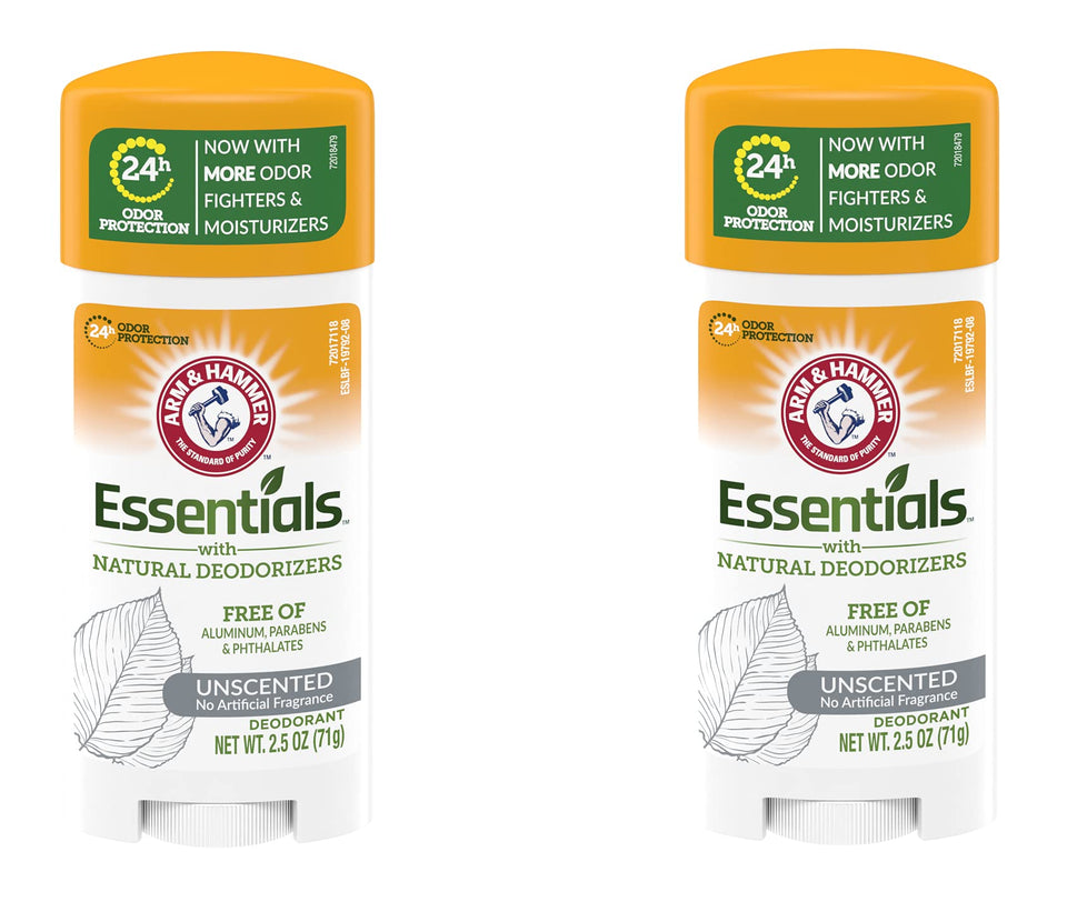 Arm & Hammer front packaging showing unscented two-pack and value
