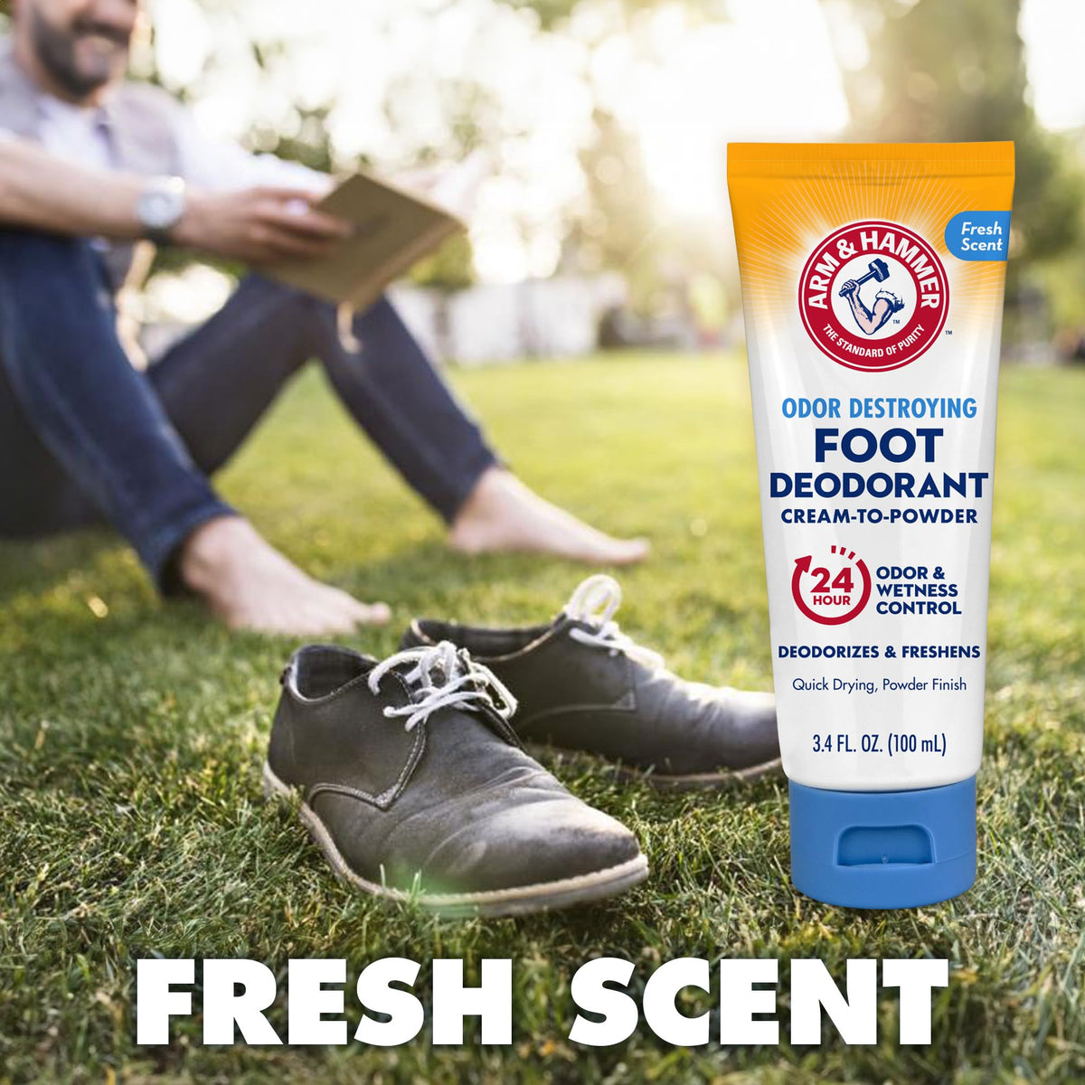 Arm & Hammer label panel highlighting baking soda odor-neutralizing ingredient