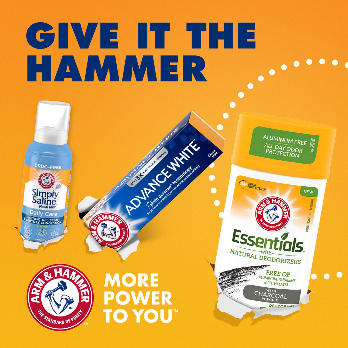 Bathroom shelf with Arm & Hammer Essentials four-pack for everyday freshness