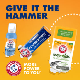 Bathroom shelf with Arm & Hammer Essentials four-pack for everyday freshness