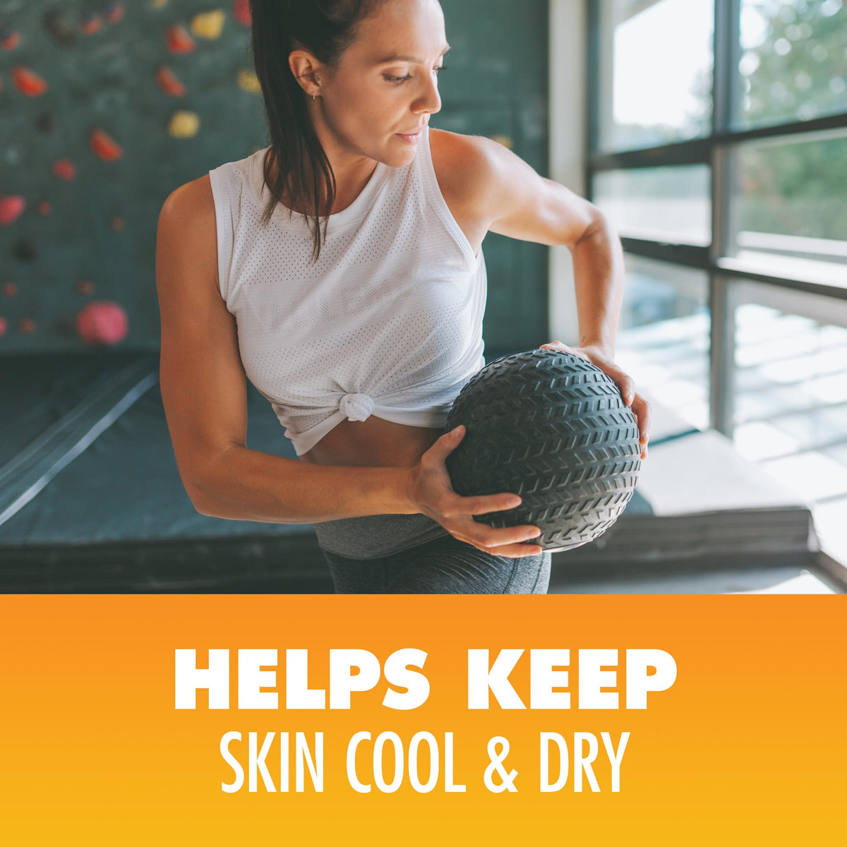 Arm & Hammer powder being applied underarm to reduce sweat and odor