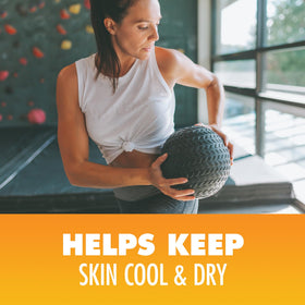 Arm & Hammer powder being applied underarm to reduce sweat and odor