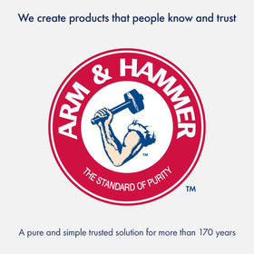 Arm & Hammer label close-up highlighting baking soda odor-neutralizing ingredients