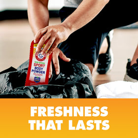 Arm & Hammer powder texture close-up illustrating absorbent, soothing feel
