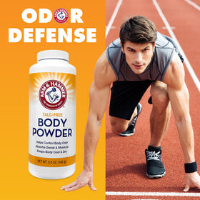Arm & Hammer three-pack beside clothing for long-lasting freshness on the go