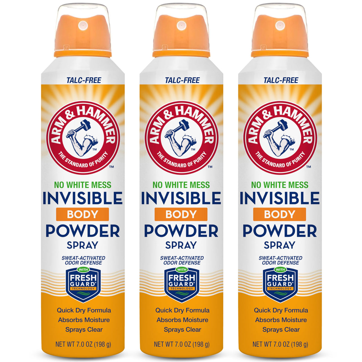 Arm & Hammer front packaging showing 7 oz can and branding benefit convenience